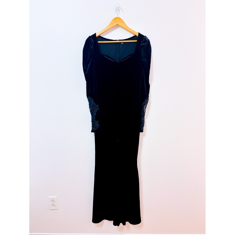 SHEIN Black Velvet Jumpsuit | Lace Evening Party | Size 8/10